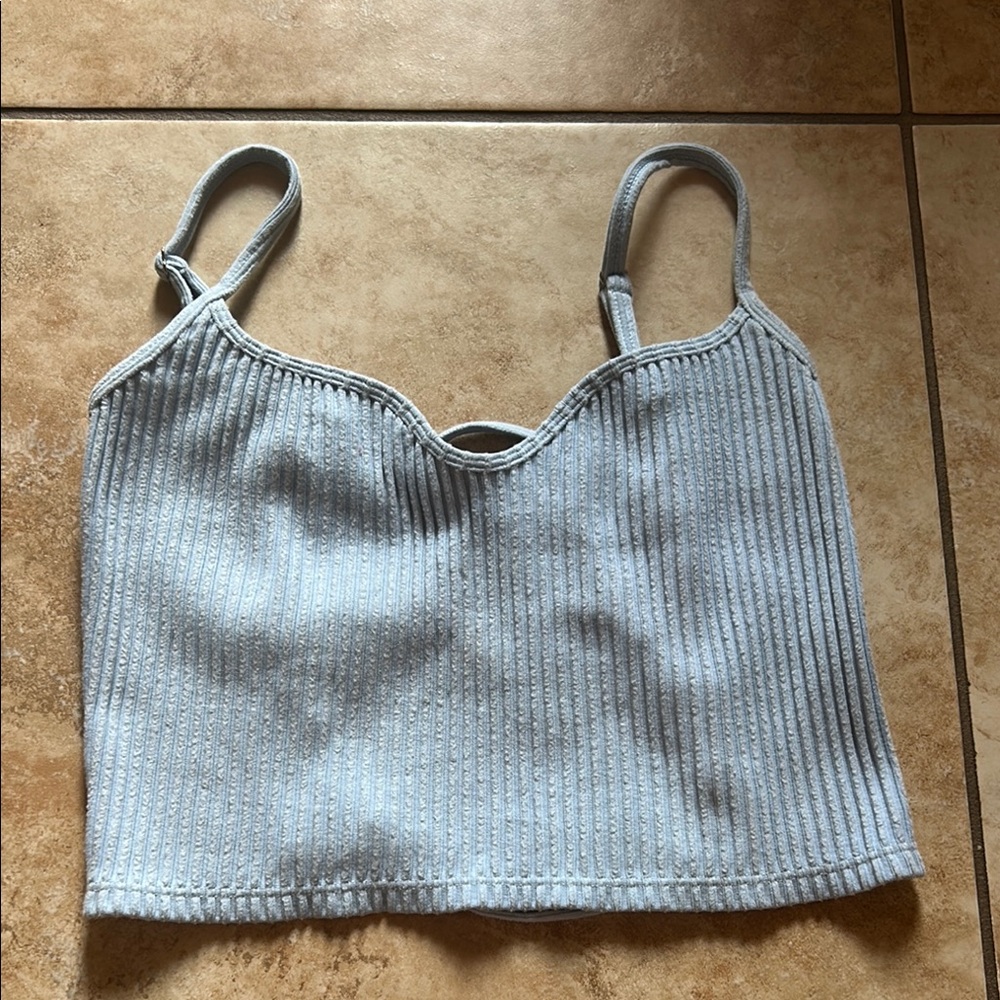 Stylish Blue Ribbed Tank Top